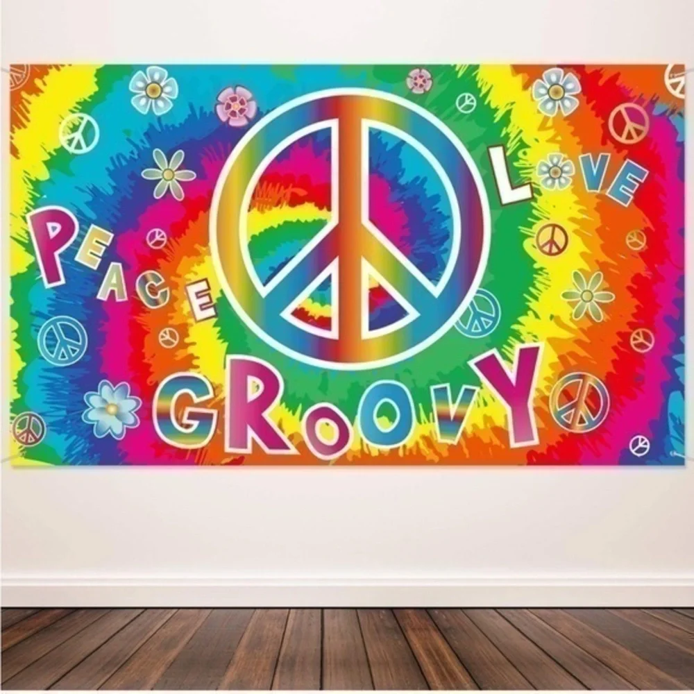 70s Groovy Decoration Banner Hippie Theme Party Photography Background